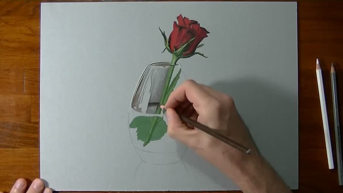 Роза в вазе (гиперреализм)