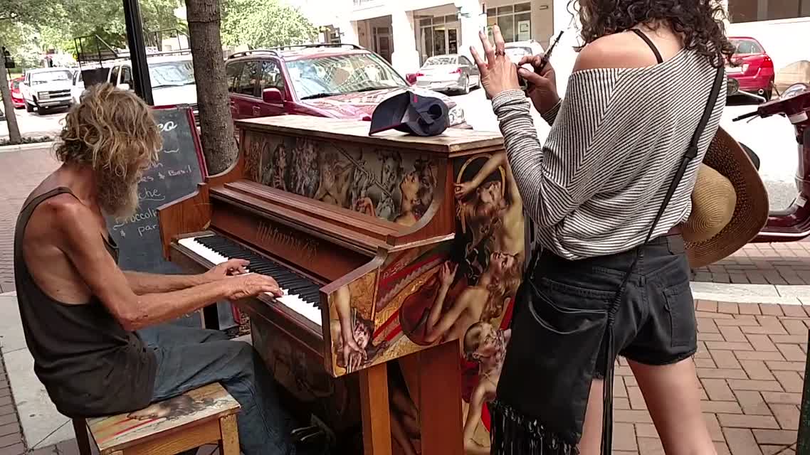 Homeless Man Plays Piano